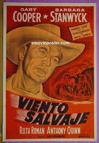 C447 BLOWING WILD Argentinean movie poster R60s Gary Cooper, Stanwyck