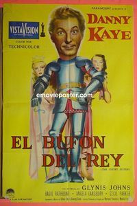 C482 COURT JESTER Argentinean movie poster '55 Danny Kaye, Rathbone