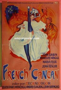 C530 FRENCH CANCAN Argentinean movie poster '55 Jean Renoir, Gabin