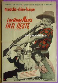 C549 GO WEST Argentinean movie poster R60s Groucho, Chico, Harpo!