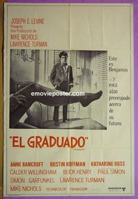 C557 GRADUATE Argentinean movie poster R72 classic image of Dustin Hoffman & Anne Bancroft's sexy leg!