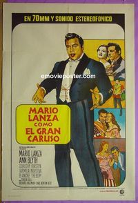 C558 GREAT CARUSO Argentinean movie poster R60s Mario Lanza, Blyth