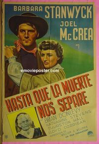 C561 GREAT MAN'S LADY Argentinean movie poster '41 Barbara Stanwyck