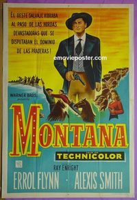 C628 MONTANA Argentinean movie poster '50 Errol Flynn, Smith