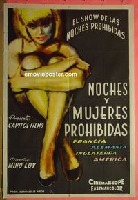 C641 NOTTI E DONNE PROIBITE Argentinean movie poster '63 sexy woman!