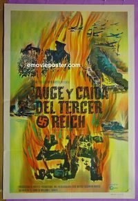 C663 RISE & FALL OF THE 3RD REICH Argentinean movie poster '68 WWII