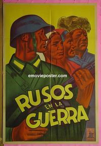 C669 RUSSIANS AT WAR Argentinean movie poster '43 WWII, great art!