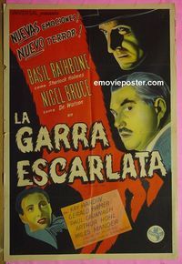 C678 SCARLET CLAW Argentinean movie poster '44 Sherlock Holmes