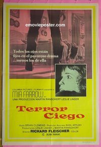 C684 SEE NO EVIL Argentinean movie poster '71 Mia Farrow, horror