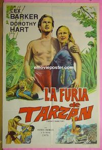 C714 TARZAN'S SAVAGE FURY Argentinean movie poster '52 Lex Barker
