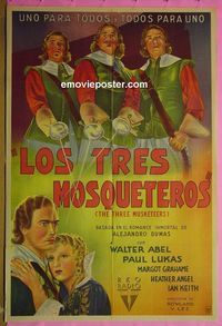C719 THREE MUSKETEERS Argentinean movie poster '35 Walter Abel