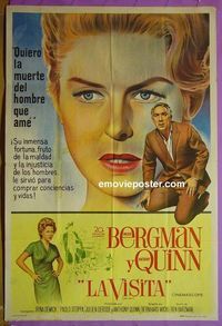 C731 VISIT Argentinean movie poster '64 Ingrid Bergman, Tony Quinn