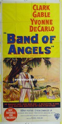 C002 BAND OF ANGELS Australian three-sheet movie poster '57 Clark Gable, De Carlo