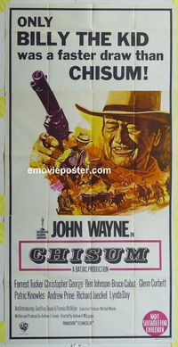 C004 CHISUM Australian three-sheet movie poster '70 big John Wayne, western!