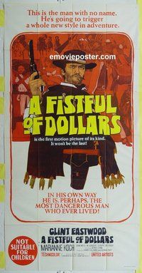 C005 FISTFUL OF DOLLARS Australian three-sheet movie poster '67 Clint Eastwood