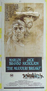 C006 MISSOURI BREAKS Australian three-sheet movie poster '76 Marlon Brando