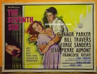 C040 7TH SIN British quad movie poster '57 Eleanor Parker, Aumont