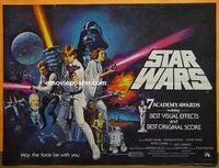 C121 STAR WARS British quad movie poster '77 George Lucas, Ford