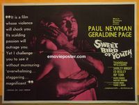 C122 SWEET BIRD OF YOUTH British quad movie poster '62 Paul Newman