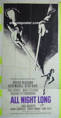 C014 ALL NIGHT LONG English three-sheet movie poster '61 Attenborough