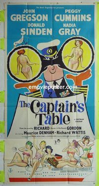 C018 CAPTAIN'S TABLE English three-sheet movie poster '60 Gregson, Cummins