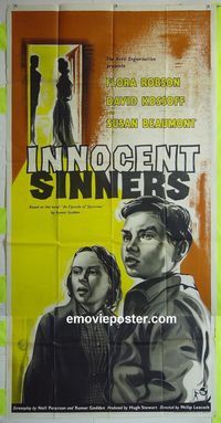 C027 INNOCENT SINNERS English three-sheet movie poster '58 Robson, Kossoff