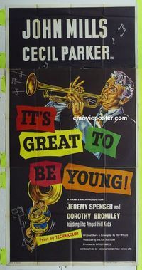 C028 IT'S GREAT TO BE YOUNG English three-sheet movie poster '56 John Mills