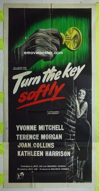 C036 TURN THE KEY SOFTLY English three-sheet movie poster '53 Joan Collins