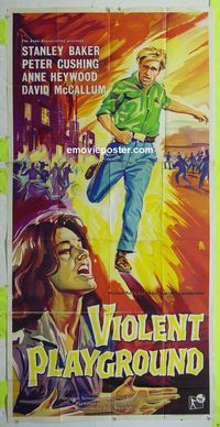 C037 VIOLENT PLAYGROUND English three-sheet movie poster '58 Peter Cushing
