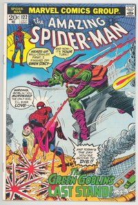 E112 AMAZING SPIDER-MAN comic book #122 death of Green Goblin, John Romita