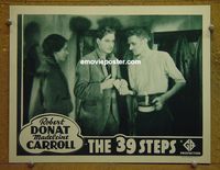 K511 39 STEPS #2 lobby card R30s Hitchcock, Donat befriended!