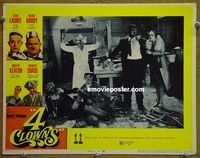 K514 4 CLOWNS lobby card #6 '70 Laurel & Hardy after food fight
