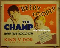 K081 CHAMP title lobby card '31 Wallace Beery, Jackie Cooper