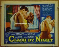 K717 CLASH BY NIGHT lobby card '52 Barbara Stanwyck close up!