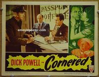 K736 CORNERED lobby card '46 Dick Powell as a cop!