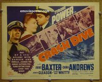 K098 CRASH DIVE title lobby card R56 Tyrone Power, Anne Baxter