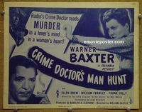 K099 CRIME DOCTOR'S MAN HUNT title lobby card '46 Warner Baxter