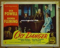 K752 CRY DANGER lobby card #3 '51 Powell, Fleming, film noir!