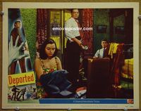 K781 DEPORTED lobby card #7 '50 Jeff Chandler gets robbed!