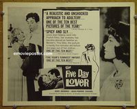 K140 FIVE DAY LOVER title lobby card '61 Jean Seberg, de Broca