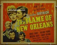 K142 FLAME OF NEW ORLEANS title lobby card '41 Marlene Dietrich, Cabot
