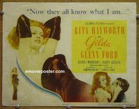 K161 GILDA title lobby card '46 Rita Hayworth, Glenn Ford