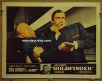 K942 GOLDFINGER lobby card #5 '64 Bond fights with Goldfinger!