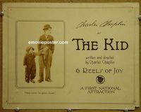 K232 KID title lobby card '21 Charlie Chaplin, Jackie Coogan