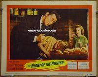 L332 NIGHT OF THE HUNTER lobby card #4 '55 Mitchum with knife!