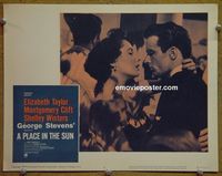 L409 PLACE IN THE SUN lobby card #6 R59 Clift & Taylor close up!