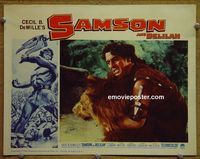 L494 SAMSON & DELILAH lobby card #5 R60 Victor Mature kills lion!