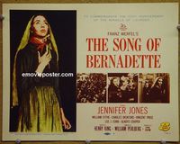 K363 SONG OF BERNADETTE title lobby card R58 Jennifer Jones