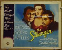 K375 STRANGER title lobby card '46 Orson Welles, Loretta Young