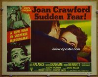 L637 SUDDEN FEAR lobby card #3 '52 Joan Crawford, Jack Palance